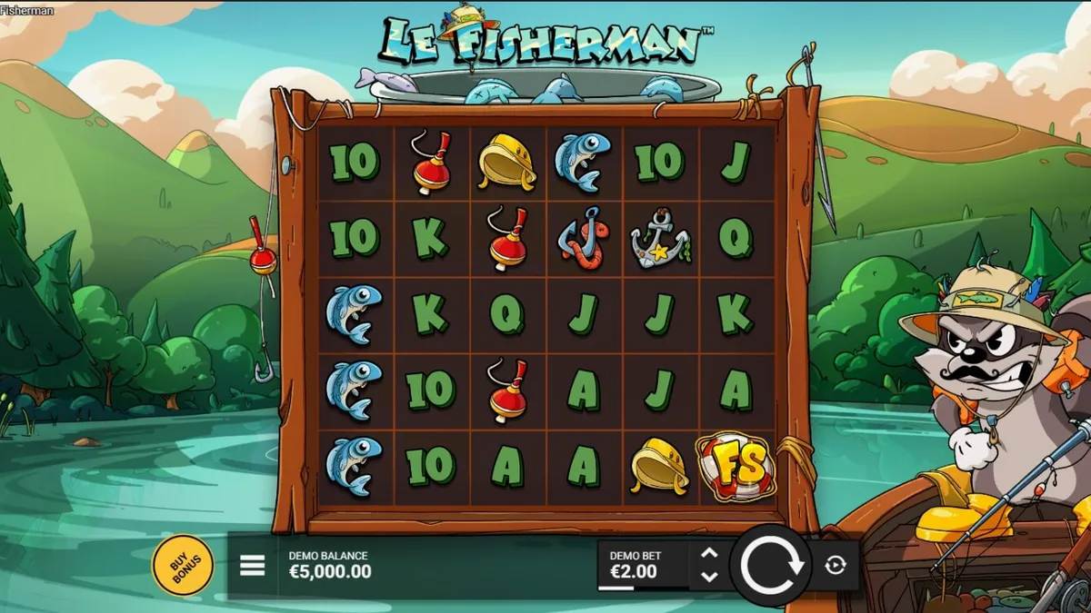 Smokey the Raccoon in Le Fisherman slot